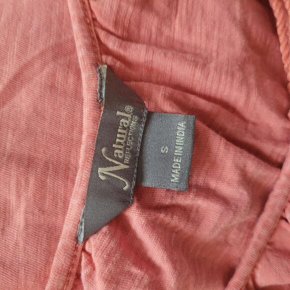 Natural Reflections Womens S Peach Tie Front Tassel Top - Picture 6 of 6